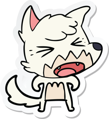 Bir insan tarafından çizilmiş kızgın bir tilkinin çıkartması.