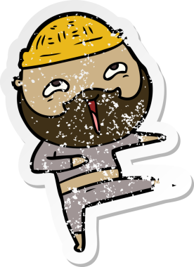 Bir insan tarafından çizilmiş mutlu sakallı bir adamın sıkıntılı çıkartması.