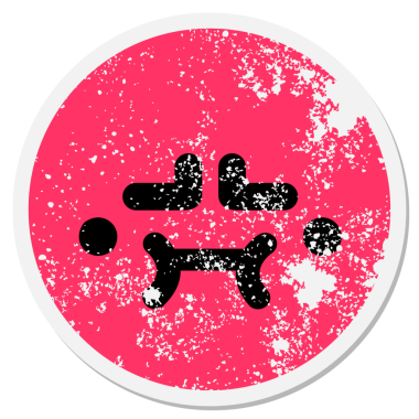 Bir insan tarafından çizilmiş hoşnutsuz bir yüz dairesel çıkartması.