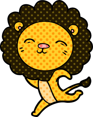 Bir insan tarafından çizilmiş çizgi film aslanı.