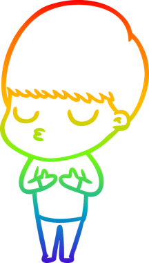 Gökkuşağı gradyan çizgi çizimi bir insan tarafından çizilmiş sakin bir çocuk