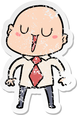 Bir insan tarafından çizilmiş mutlu, kel bir adamın sıkıntılı çıkartması.