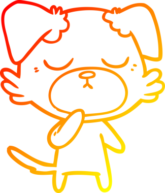 Bir insan tarafından çizilmiş sevimli bir köpeğin sıcak çizgi çizgisi.