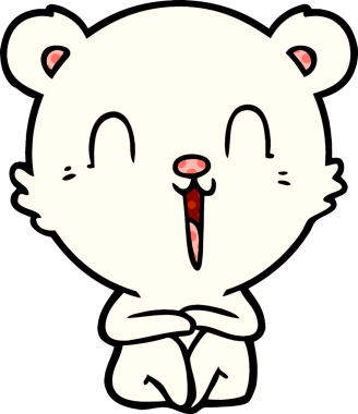 Bir insan tarafından çizilmiş mutlu kutup ayısı çizgi filmi.