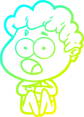 Bir insan tarafından çekilen şaşkınlık içinde soluk soluğa bir çizgi film karakteri çizimi.