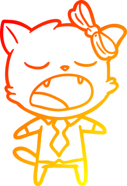 Bir insan tarafından çizilen esneyen kedinin sıcak çizgi çizimi