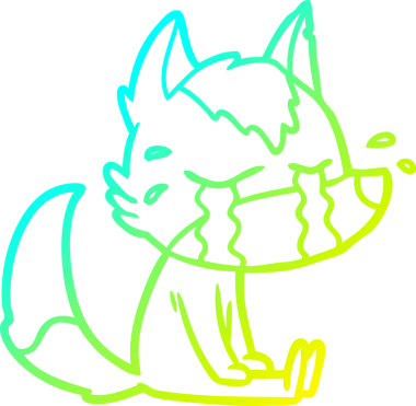 Bir insan tarafından çizilmiş ağlayan kurdun soğuk çizgi çizimi.