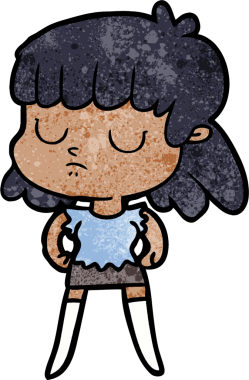 Bir insan tarafından çizilmiş ilgisiz bir kadın çizgi filmi.