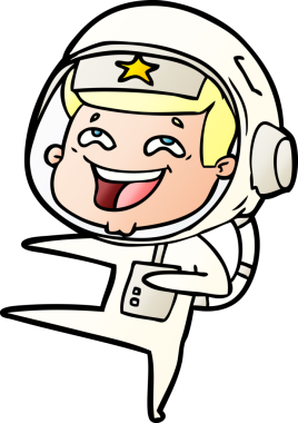 Bir insan tarafından çizilmiş gülen astronot çizgi filmi.