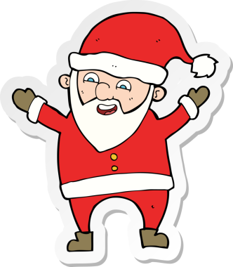 Bir insan tarafından çizilmiş Noel Baba çizgi filminin çıkartması.