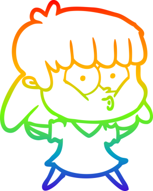 gökkuşağı gradyan çizimi bir insan tarafından çizilmiş bir çizgi film ıslık kızı