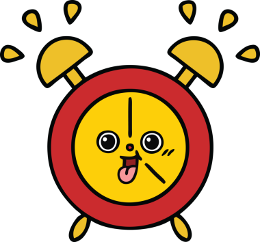 Bir insan tarafından çizilmiş çalar saatin şirin bir karikatürü.