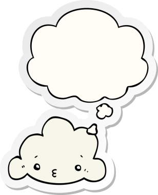 Düşünce baloncuklu karikatür bulutu insan tarafından çizilmiş bir çıkartma.