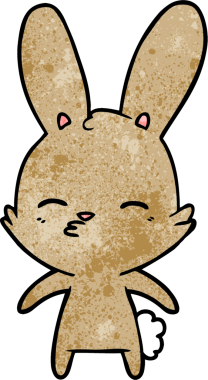 Bir insan tarafından çizilmiş meraklı tavşan çizgi filmi.