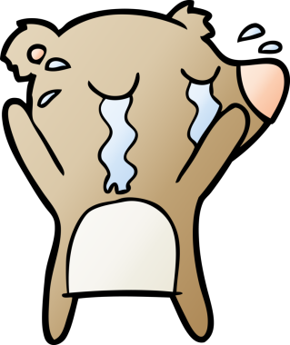 Bir insan tarafından çizilmiş ağlayan ayı karikatürü.