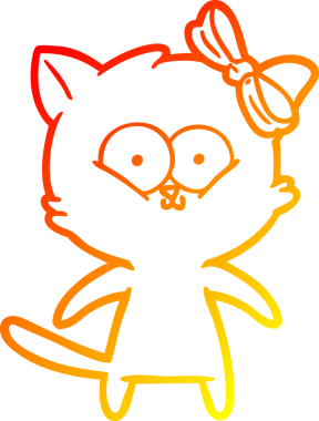 Bir insan tarafından çizilmiş çizgi film kedisinin sıcak çizgi çizimi