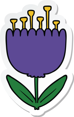 Bir insan tarafından çizilmiş karikatür çiçeğinin çıkartması.