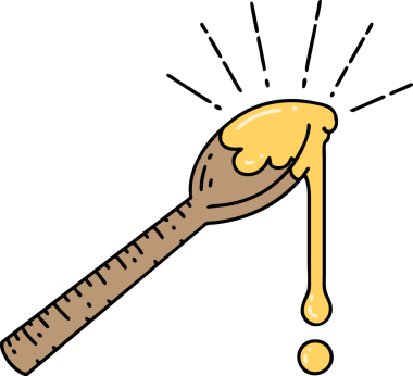 Bir insan tarafından çizilmiş kaşık dolusu balın geleneksel dövme stili.