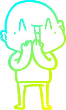 Bir insan tarafından çizilmiş, mutlu, kel bir adamın çizdiği soğuk çizgi.