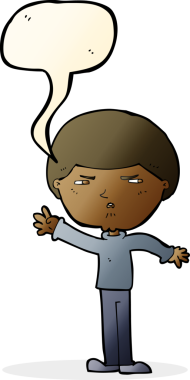 Bir insan tarafından çizilmiş konuşma balonu olan kaba bir adam.