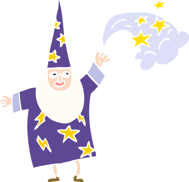 çizgi film karalama sihirbazı bir insan tarafından çizilmiş büyü