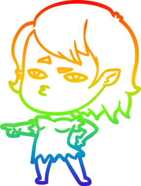 Gökkuşağı gradyan çizimi Bir insan tarafından çizilen vampir kız çizgi