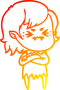 Bir insan tarafından çizilmiş kızgın bir vampir kız çizgi çizimi.