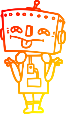 Bir insan tarafından çizilen çizgi film robotunun sıcak çizgi çizimi