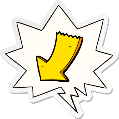 bir insan tarafından çizilmiş konuşma kabarcığı etiketli ok işaretli çizgi film