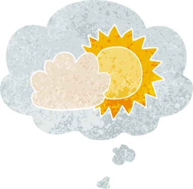 Düşünce baloncuğu ve grunge ile karikatür hava sıkıntılı retro tarzı bir insan tarafından çizilmiş