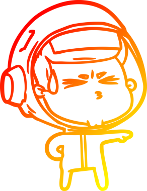 Bir çizgi film karakteri, bir insan tarafından çizilmiş astronot çizimi.