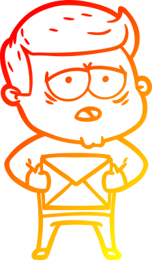 Bir insan tarafından çizilmiş, yorgun bir adamın çizgi çizimi.