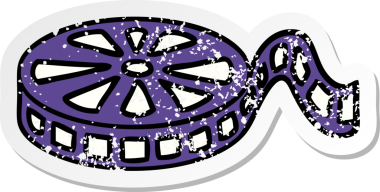 Bir insan tarafından çizilmiş şirin bir karikatür makarasının sıkıntılı etiketi.