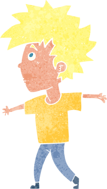 Bir insan tarafından çizilmiş çizgi film çocuğu.