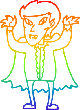 Gökkuşağı gradyan çizimi bir insan tarafından çizilmiş bir vampir çizgi filmi.