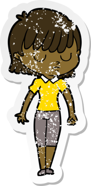 Bir insan tarafından çizilmiş karikatür bir kadının sıkıntılı çıkartması.