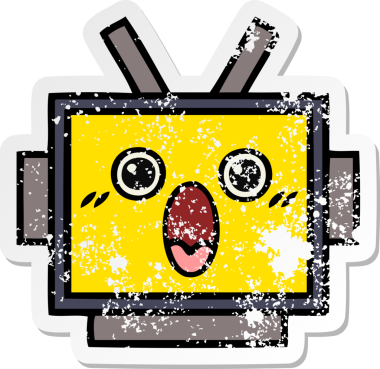 Bir insan tarafından çizilmiş sevimli robot kafasının sıkıntılı çıkartması.