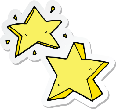 Bir insan tarafından çizilmiş bir çizgi film yıldızının çıkartması.