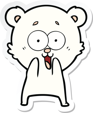 Bir insan tarafından çizilmiş heyecanlı bir oyuncak ayının çıkartması.