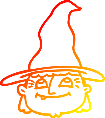 Bir insan tarafından çizilmiş bir karikatür cadı yüzü çizimi.