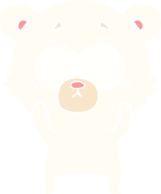 Bir insan tarafından çizilmiş kutup ayısı düz renkli çizgi film.