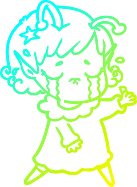 Bir insan tarafından çizilmiş ağlayan uzaylı kız çizgi filmi.