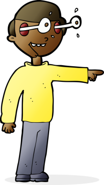 Bir insan tarafından çizilmiş çizgi film bakışlı adam.