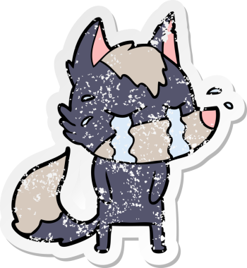 Bir insan tarafından çizilmiş ağlayan bir karikatür çıkartması.