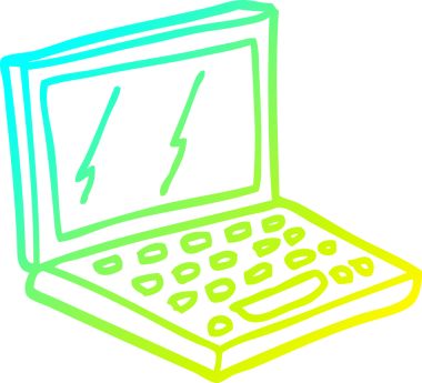 Bir insan tarafından çizilmiş bir dizüstü bilgisayarın soğuk gradyan çizimi