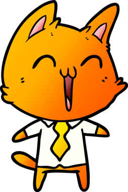 Bir insan tarafından çizilmiş mutlu çizgi film kedisi.