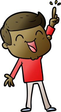 Bir insan tarafından çizilmiş gülen çizgi film adamı.