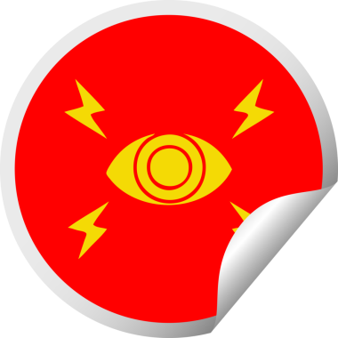 Bir insan tarafından çizilmiş mistik bir gözün dairesel soyma etiketi.