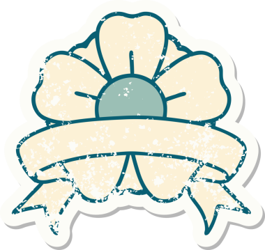 Bir insan tarafından çizilmiş çiçeğin bayrağını taşıyan eski bir etiket.