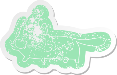 Bir insan tarafından çizilmiş Noel Baba şapkası takan kızgın bir kedinin garip bir karikatürü.